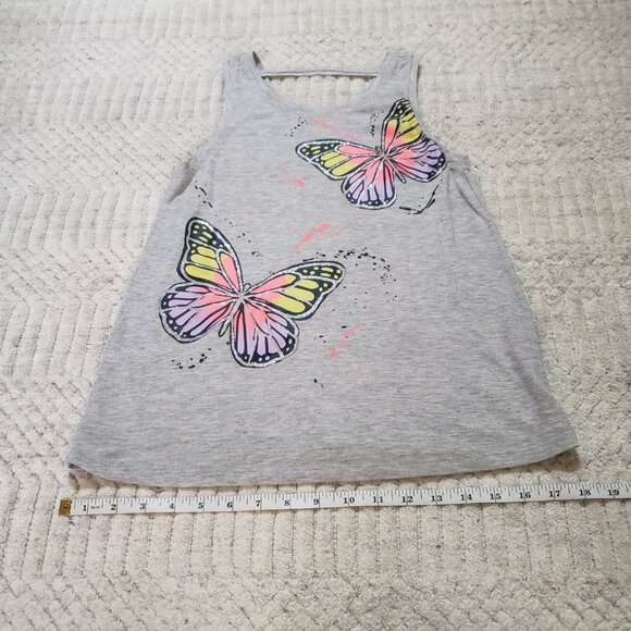 Wonder Nation Girls Gray With Butterflies Tank Top Size Large 10-12 - Picture 8 of 11